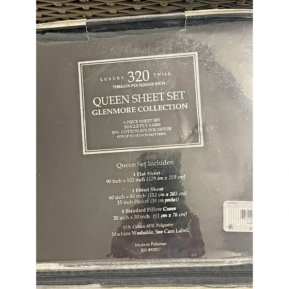 Luxury‎ Twill Glenmore Collection 320T Damask Pattern Queen Sheet Set 6 Pieces